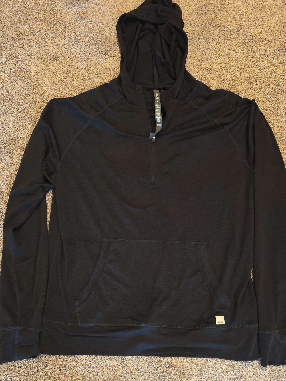 Vuori Black Zip-Up Hooded Sweater